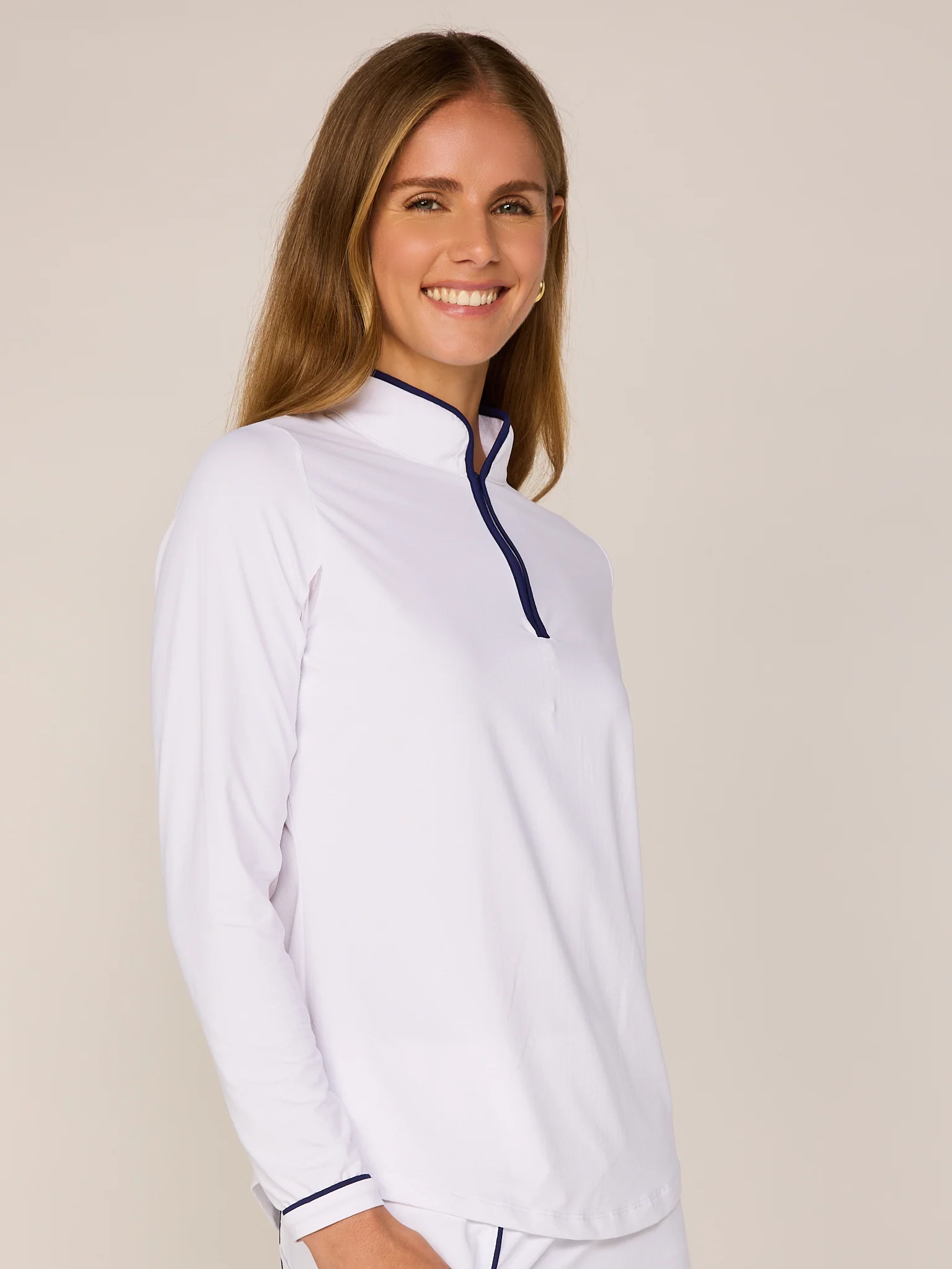 G Lifestyle Zip Top w/ Piping White