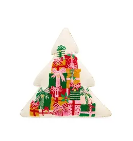Shiraleah Merry Gifts Tree Shaped Pillow