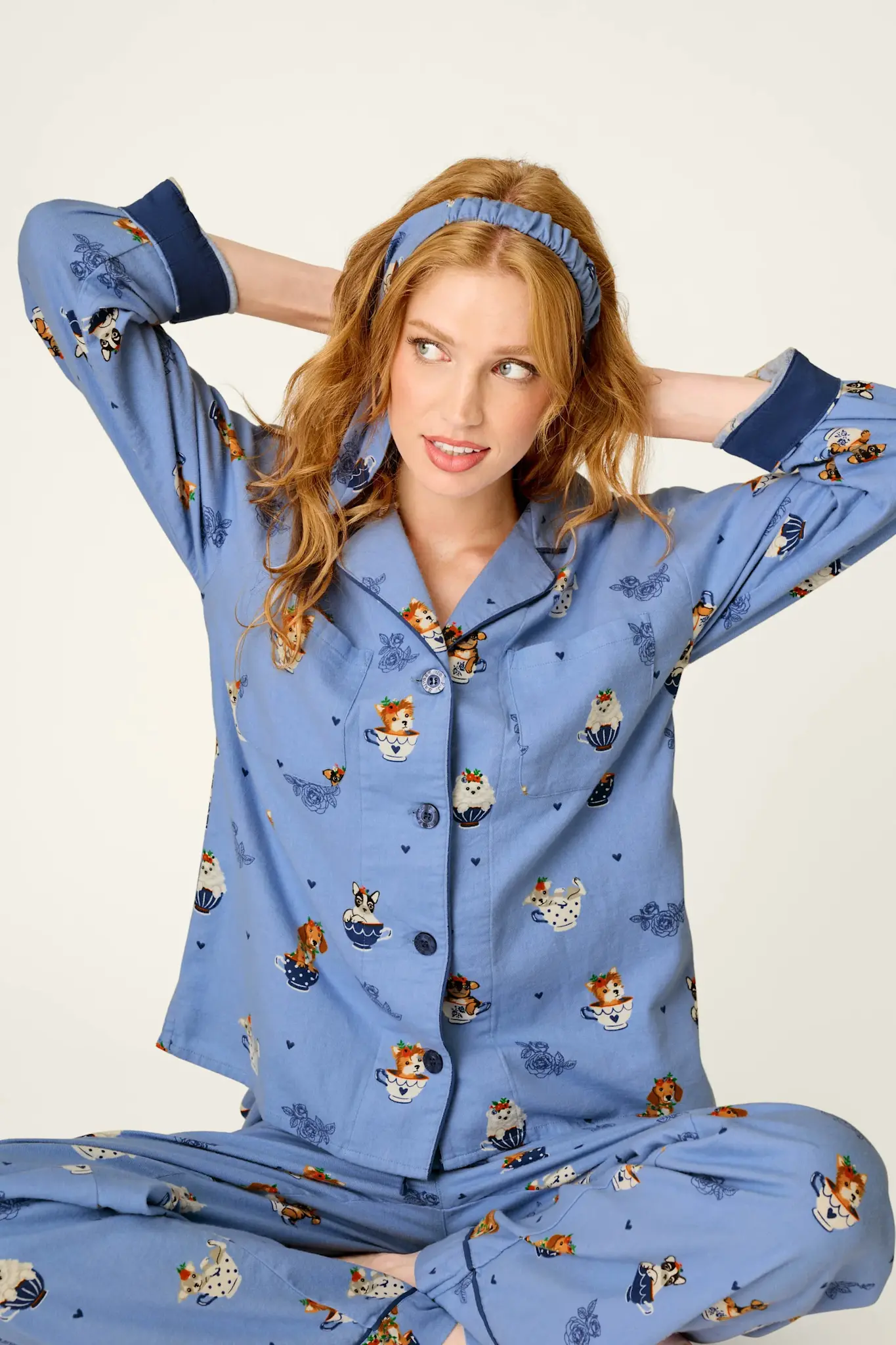 PJ Salvage Flannel Set Teacup Pups