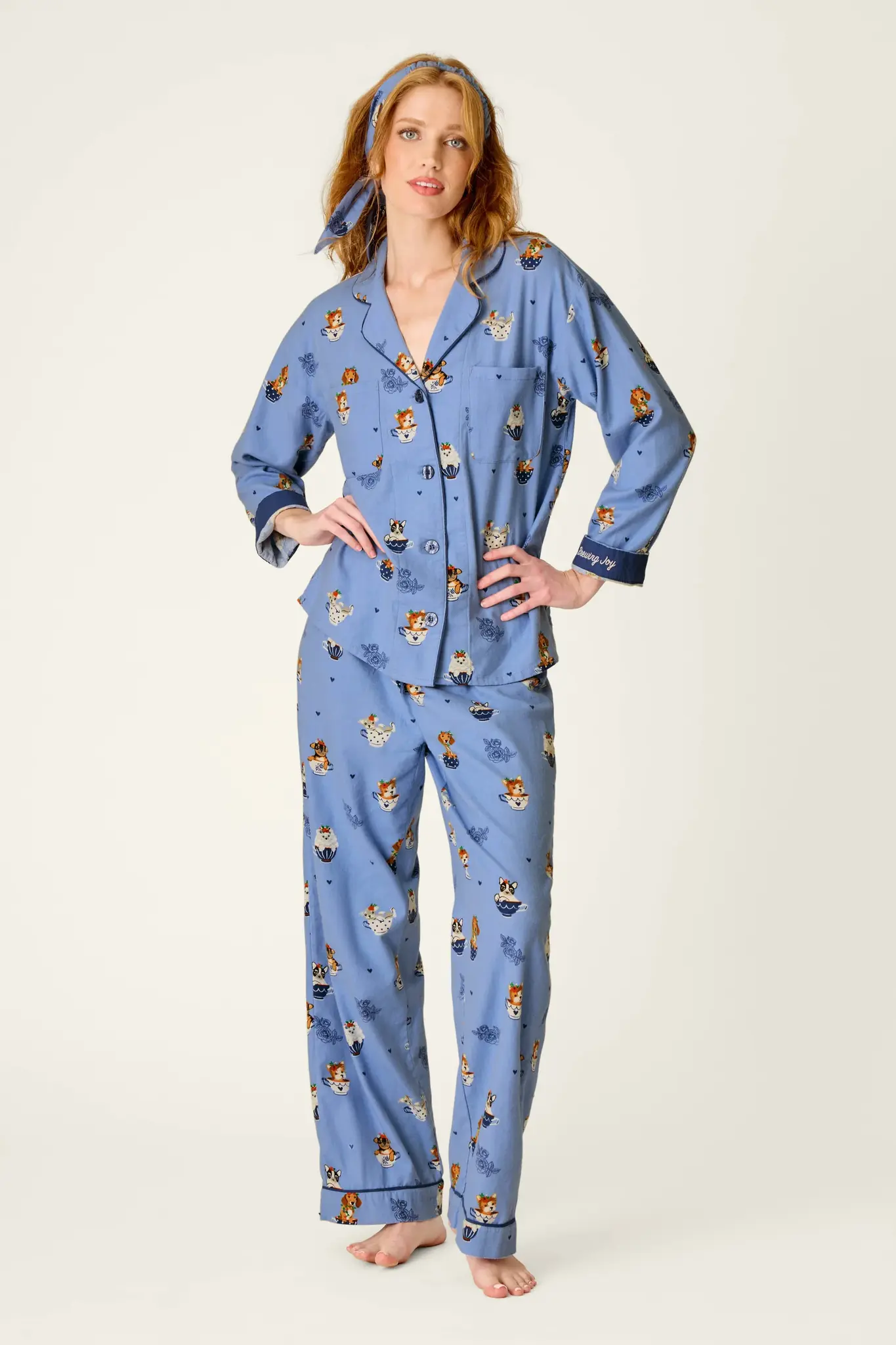 PJ Salvage Flannel Set Teacup Pups
