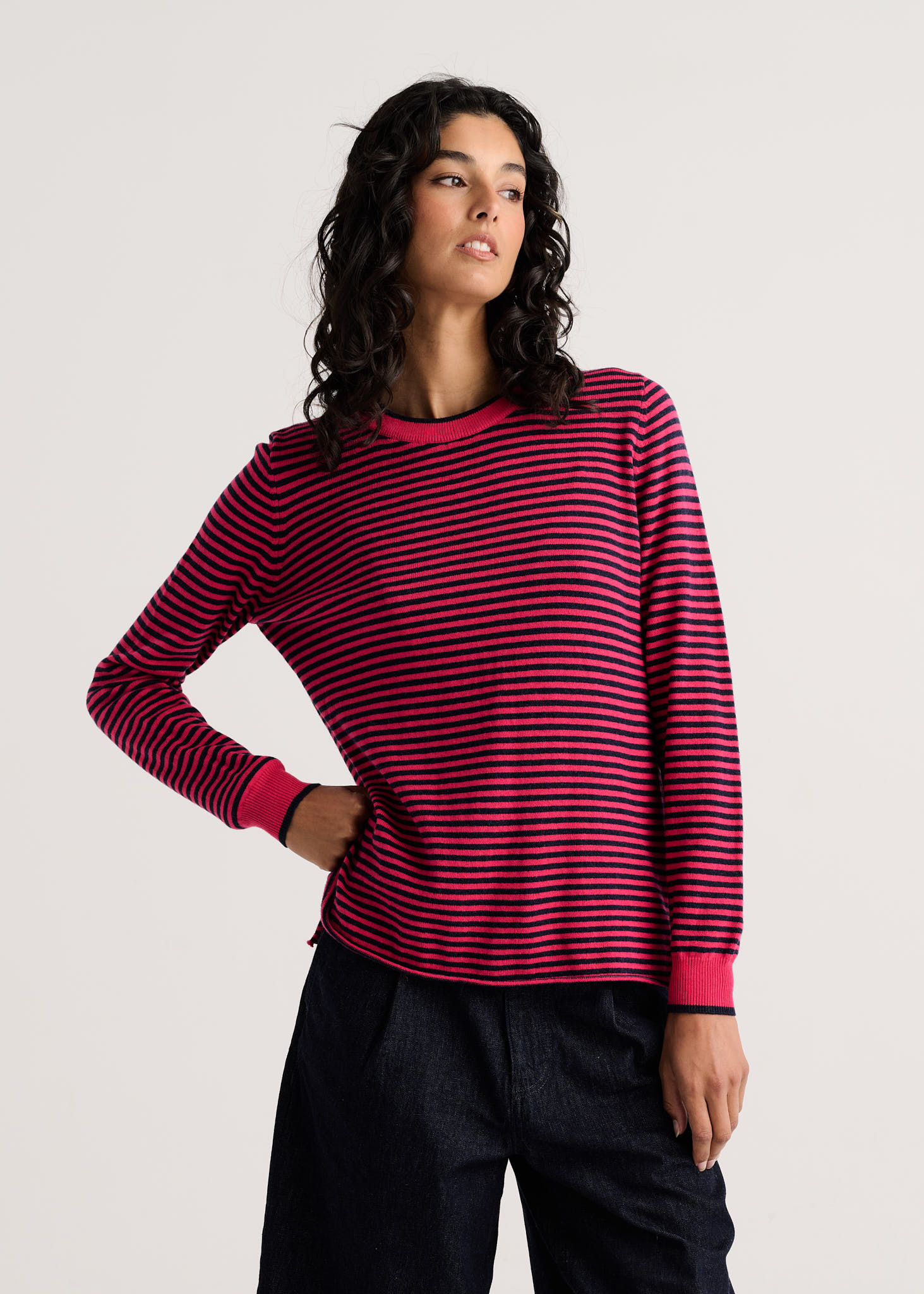 Zaket & Plover Everyday Stripe Top Fuchsia