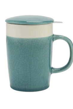 Crackle Turquoise, Tea Infuser Mug 16 oz Crackle Turquoise, Tea Infuser Mug 16 oz