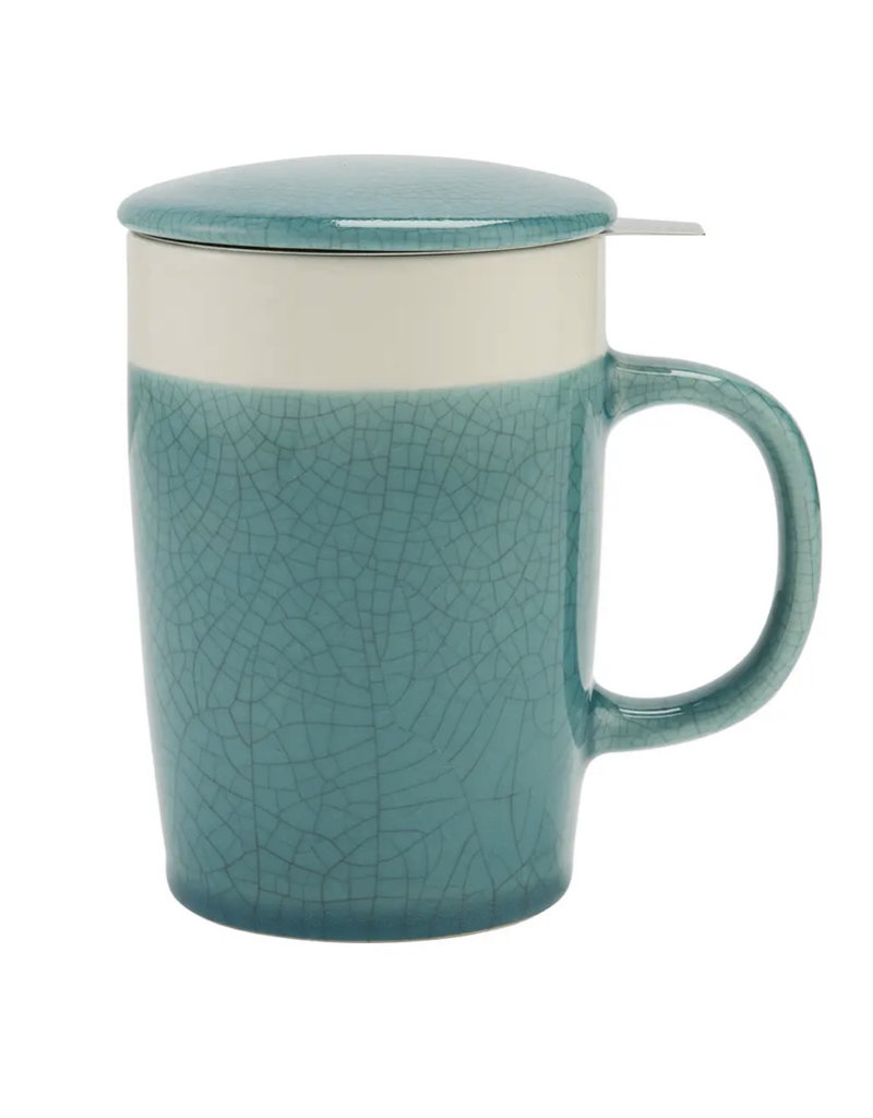 Crackle Turquoise, Tea Infuser Mug 16 oz