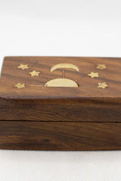 Celestial Brass Inlay Wooden Box, 2x3 Celestial Brass Inlay Wooden Box, 2x3