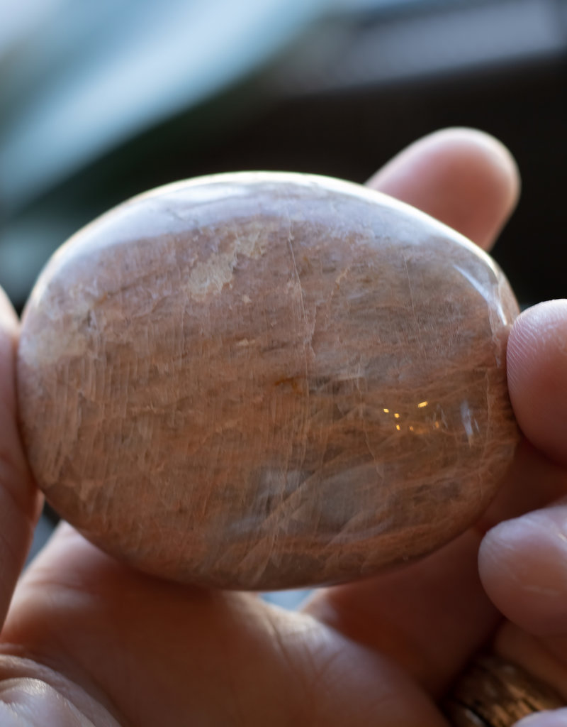Peach Moonstone, Pebble, Crystal