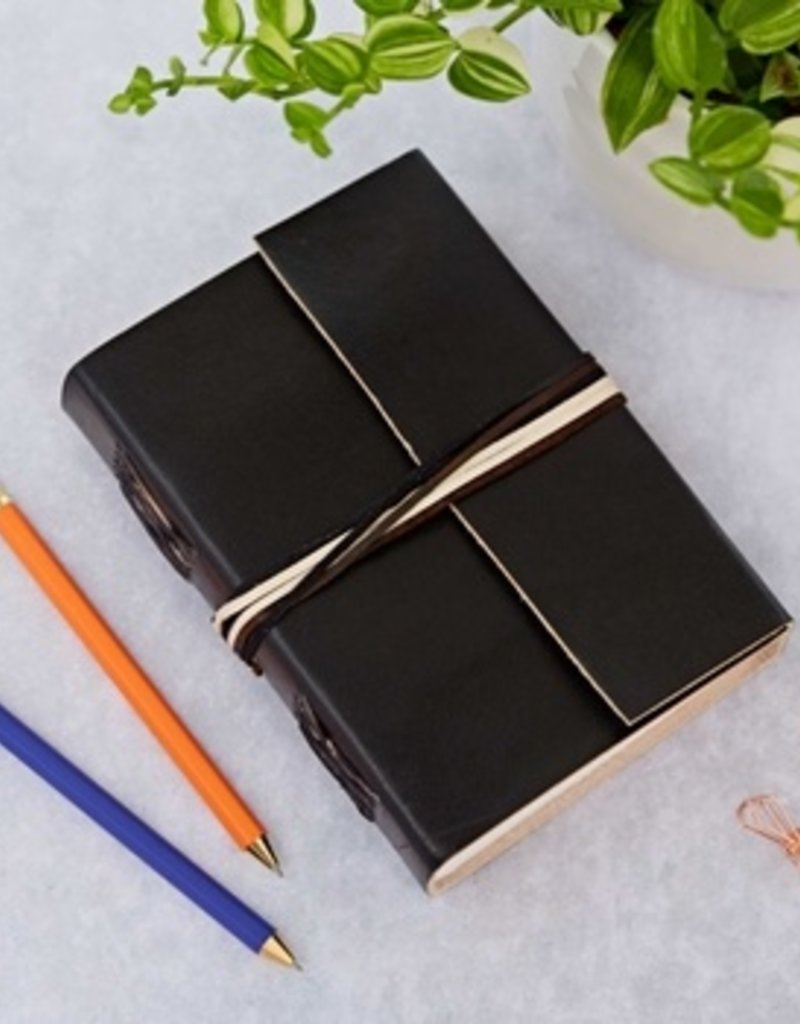 Black Leather Journal String Bound