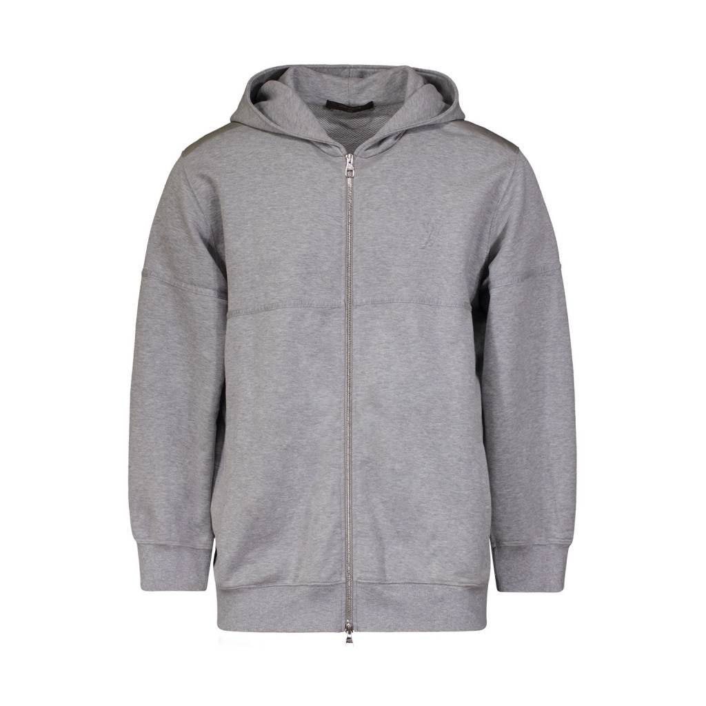 Louis Vuitton Grey Zip-Up Hoodie with Embossed Stitched Logo - Boutique LUC.S