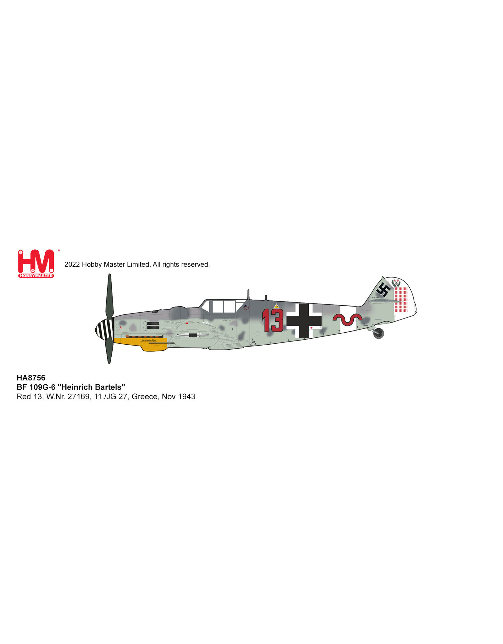 HobbyMaster HM BF 109G-6 Greece 1943