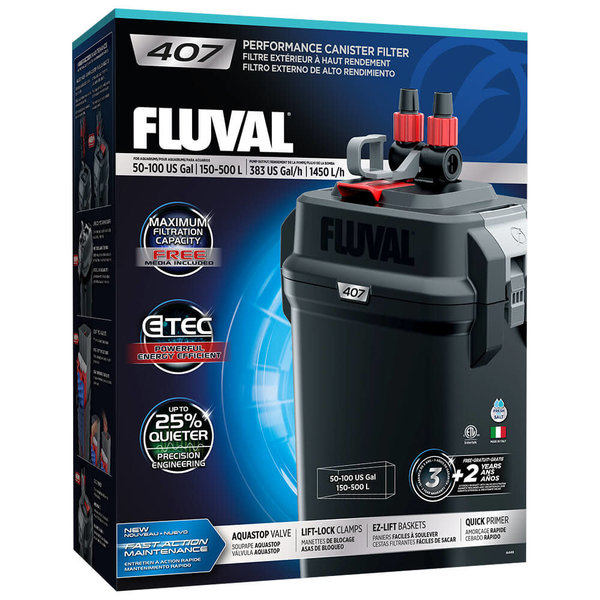 Fluval Fluval 407 Performance Canister Filter, up to 100 US Gal (500 L)