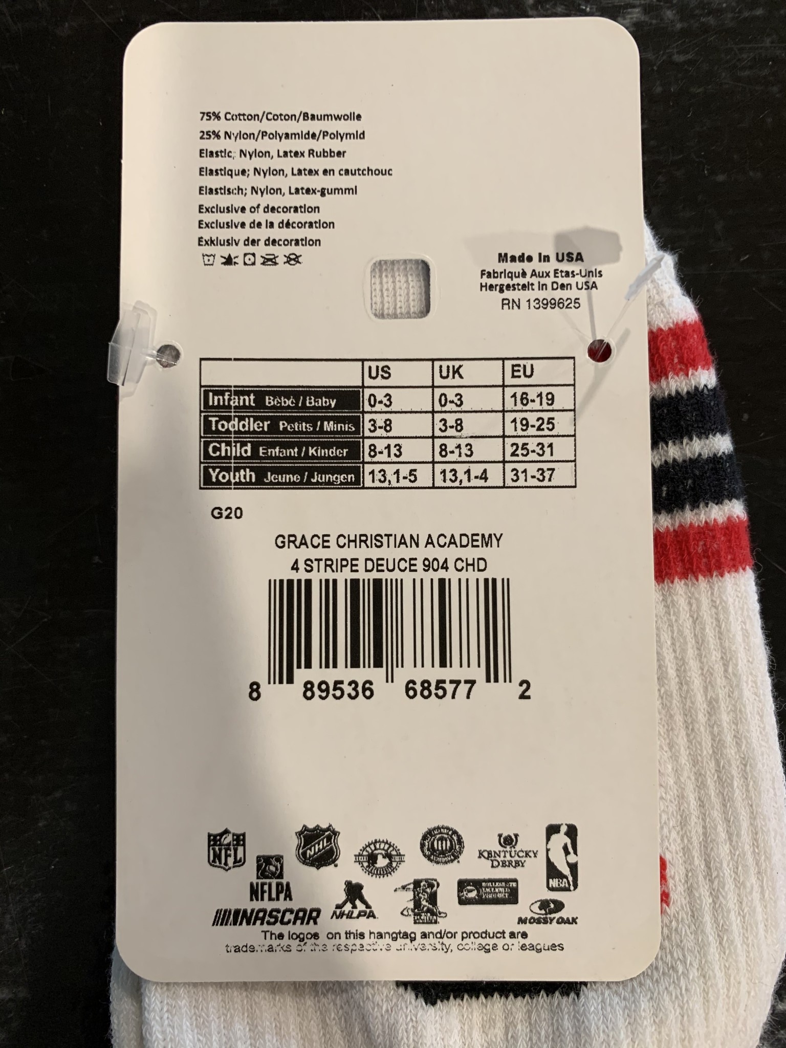 FBF Men's White GC Logo Socks