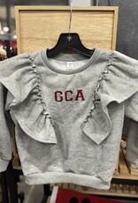 Girls Ruffle/Glitter Crewneck Sweatshirt Grey