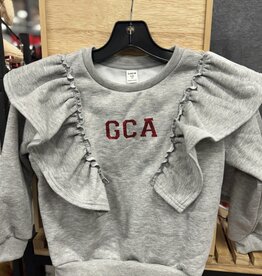 Girls Ruffle/Glitter Crewneck Sweatshirt Grey