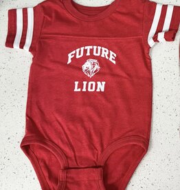 Rabbit Skins Future Lion  Striped Sleeve Red Onesie
