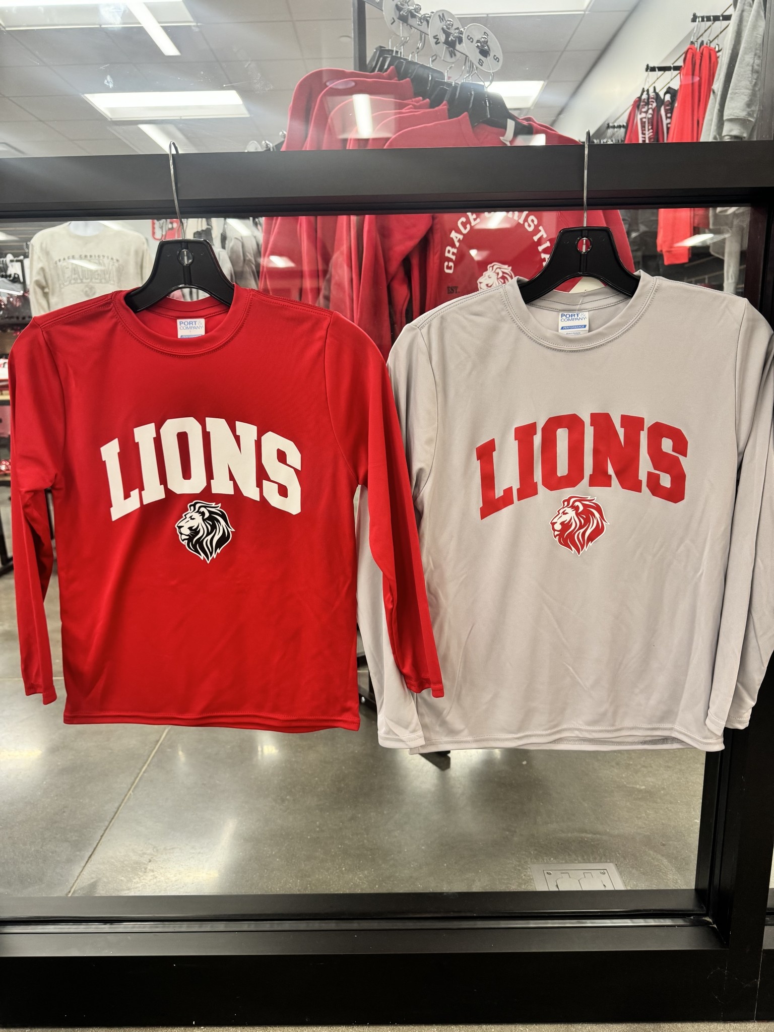 Port & Co. Youth LS Dri-Fit LIONS Tee