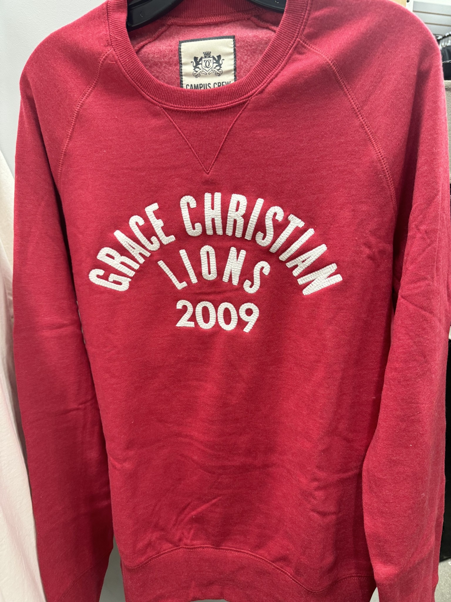 Campus Crew Adult Red Stitch Letter Sweatshirt