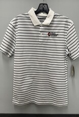 Nike Men's Grey/White Striped Banner Logo Dri Fit Polo