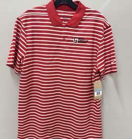 Nike Men's Red/White Striped Banner Logo Dri Fit Polo