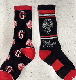 Spirit Sox Youth Black/Red Crew Socks