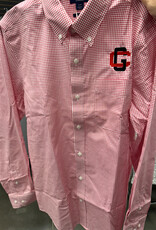 Cutter & Buck Men's Red/White Plaid Tailored Fit Button Down