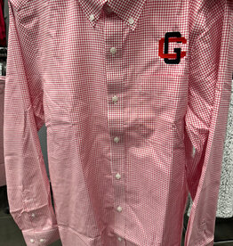 Cutter & Buck Men's Red/White Plaid Tailored Fit Button Down