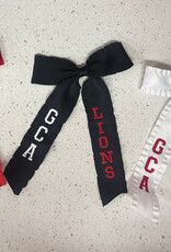 Youth/Adult GCA LIONS Embroidered Tassel Hair Ribbon Bows