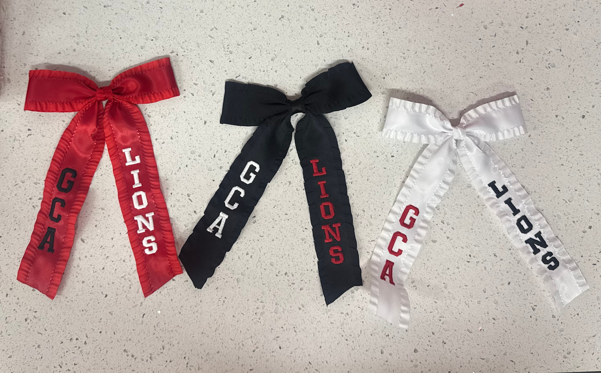 Youth/Adult GCA LIONS Embroidered Tassel Hair Ribbon Bows