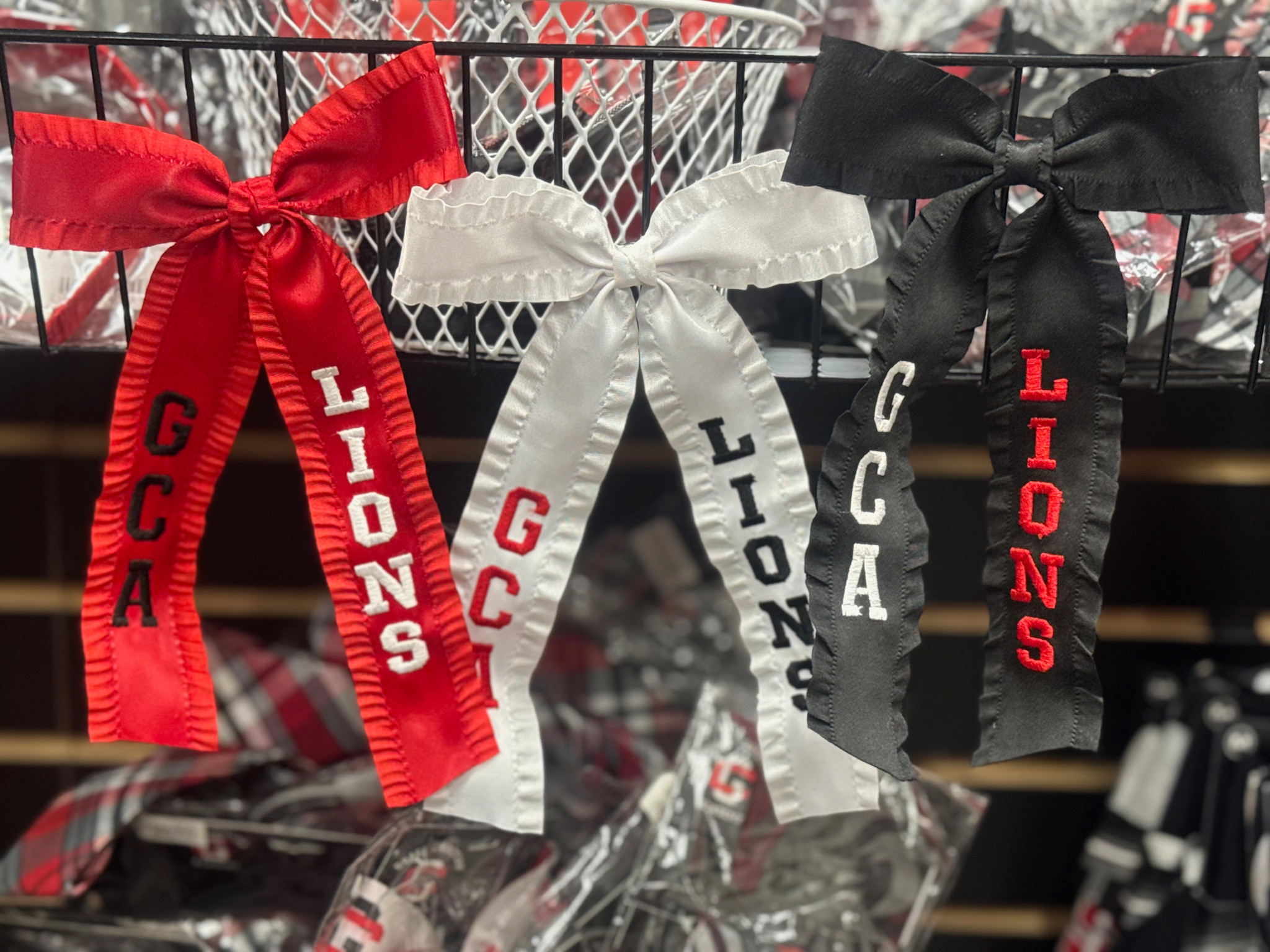 Youth/Adult GCA LIONS Embroidered Tassel Hair Ribbon Bows