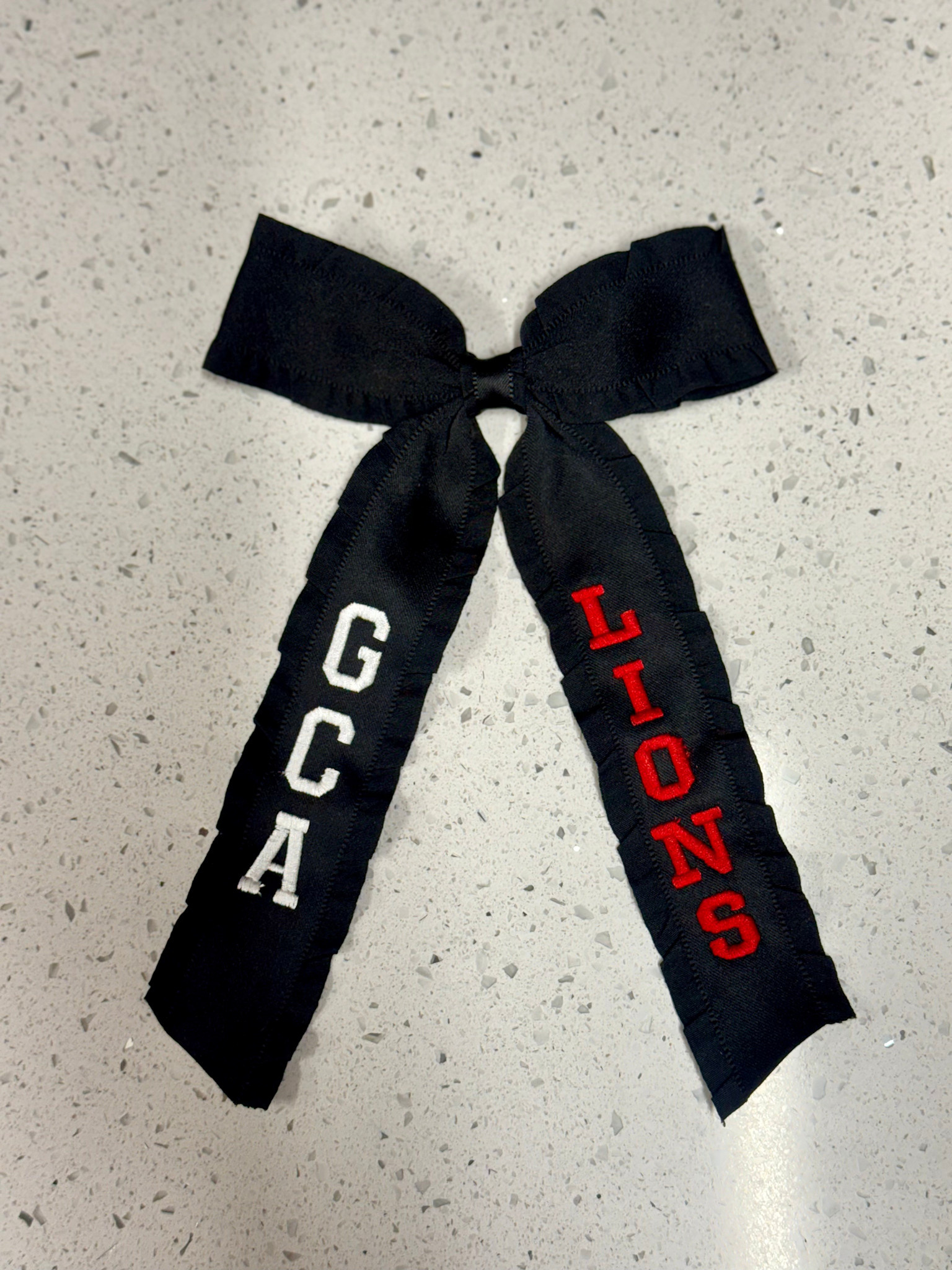 Youth/Adult GCA LIONS Embroidered Tassel Hair Ribbon Bows