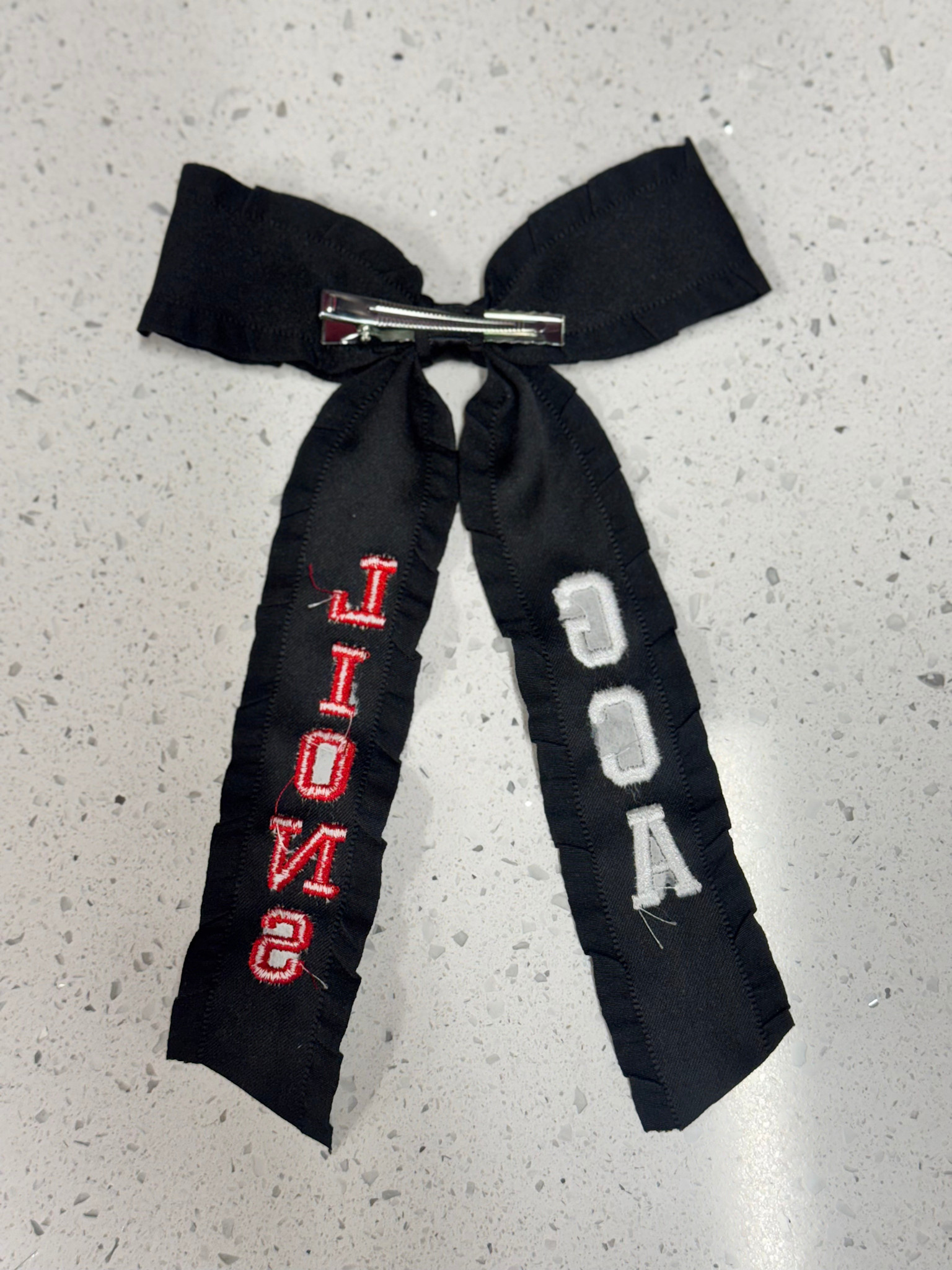 Youth/Adult GCA LIONS Embroidered Tassel Hair Ribbon Bows