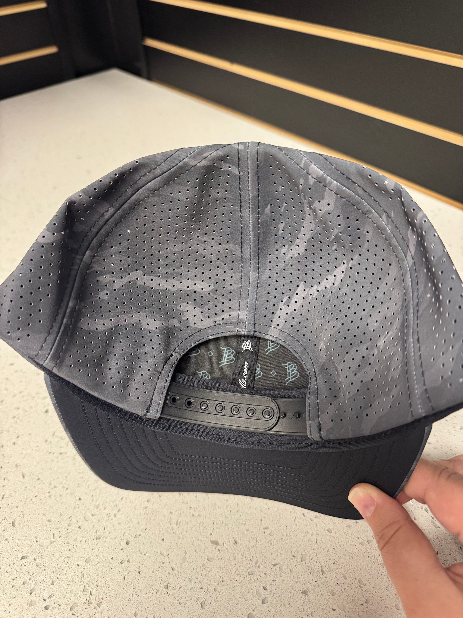 Branded Bills Adult Gray Camo Leather Patch Lion Hat