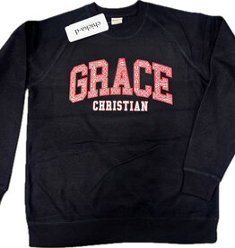 Chicka-D Women's Black Ornate Red Letter Sweatshirt