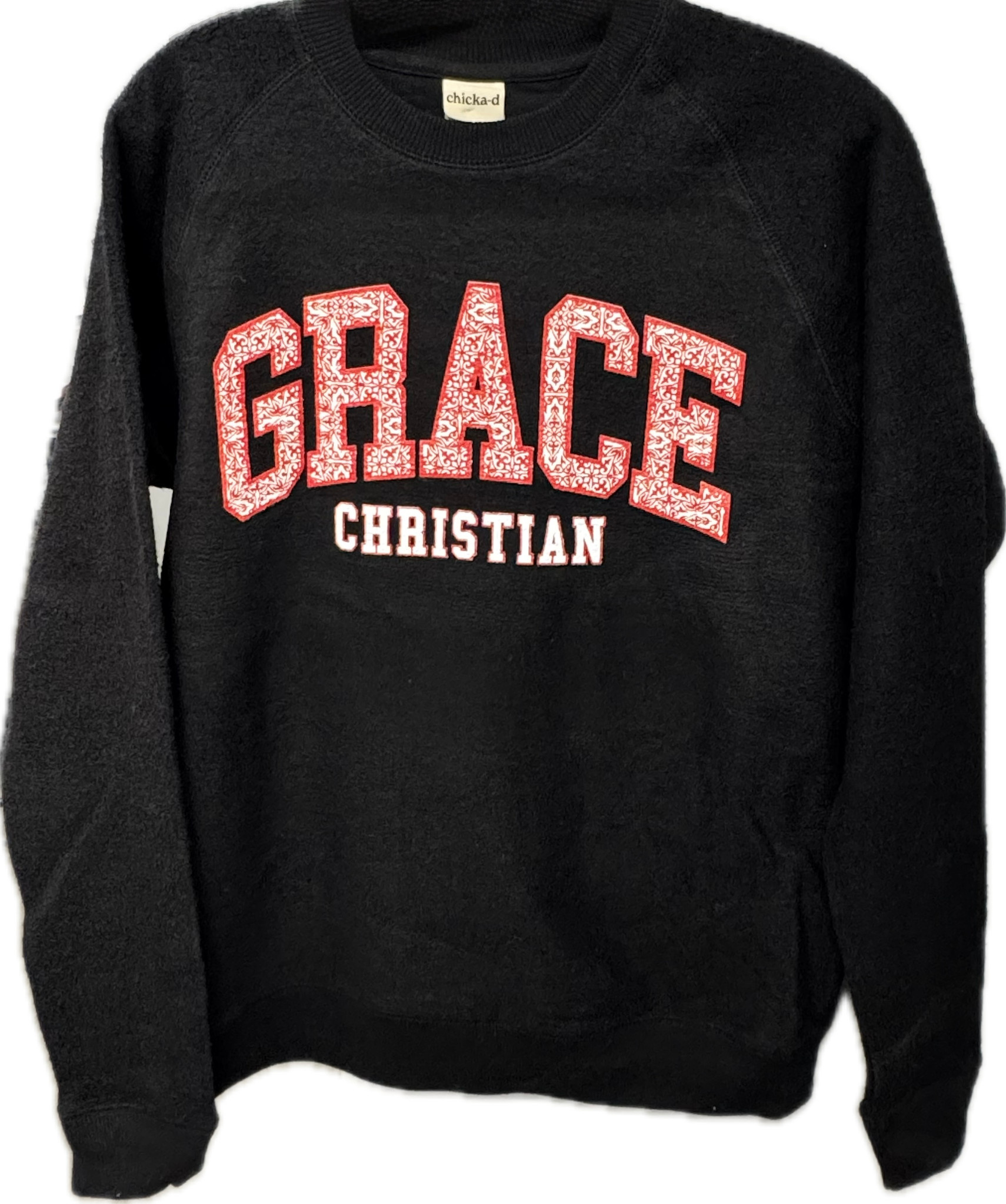 Chicka-D Women's Black Ornate Red Letter Sweatshirt