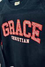 Chicka-D Women's Black Ornate Red Letter Sweatshirt