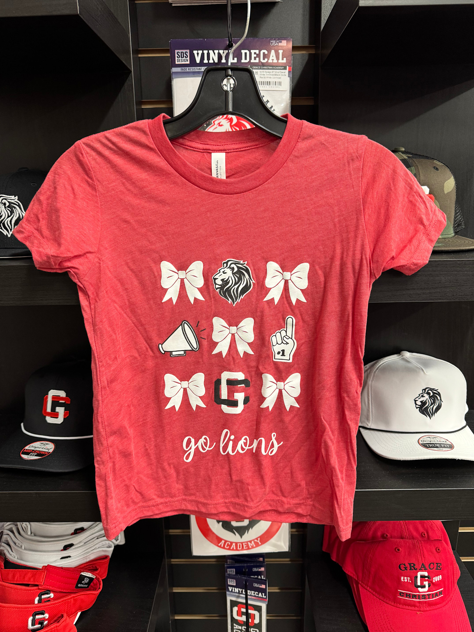 Bella Canvas Todd/Y/Adult Girls Red Bow SS Tee
