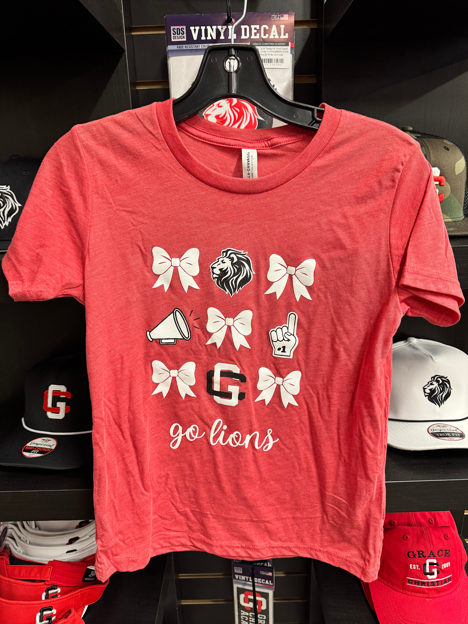 Bella Canvas Todd/Y/Adult Girls Red Bow SS Tee