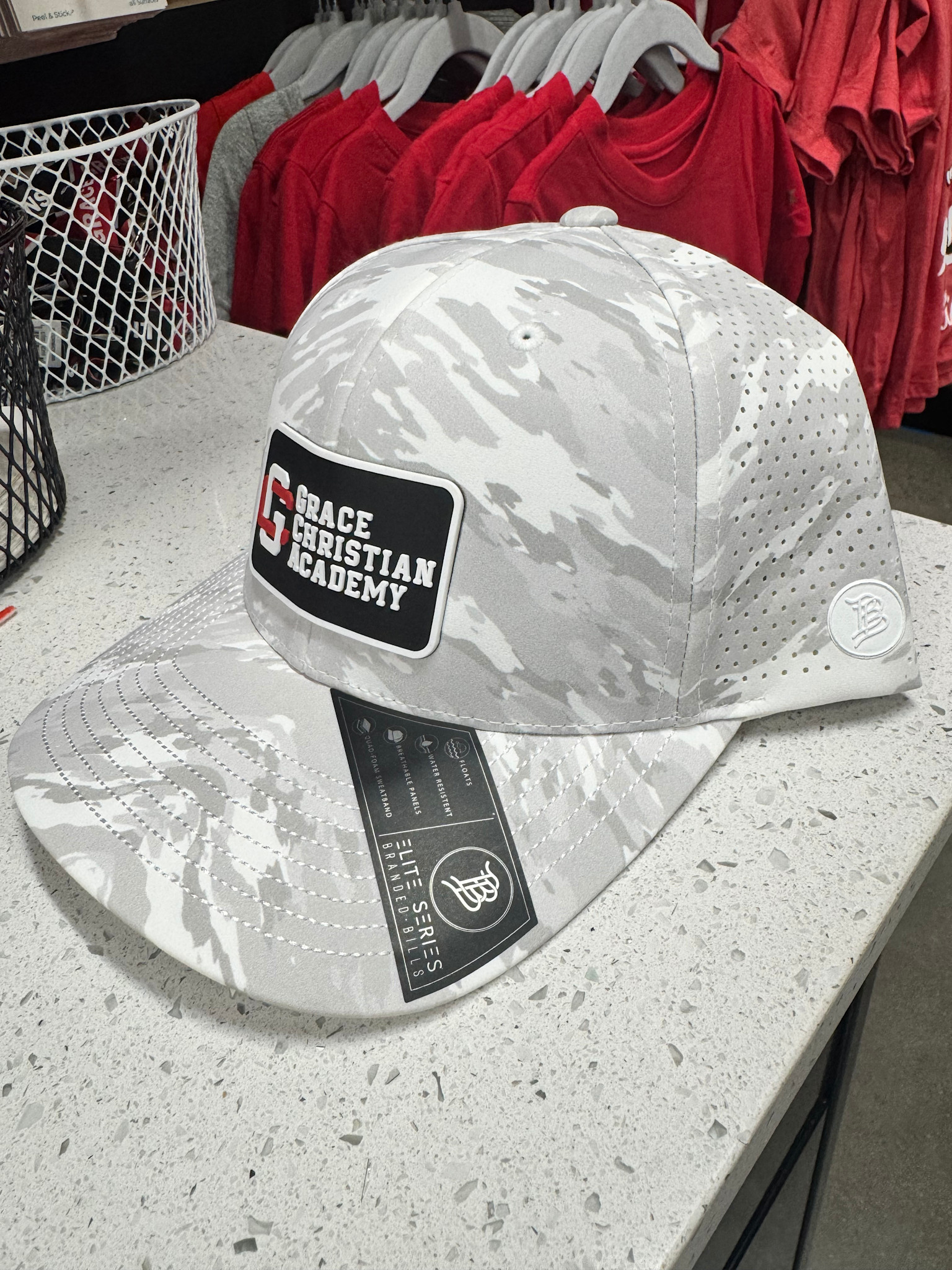 Branded Bills Adult White Camo PVC Patch Banner Hat