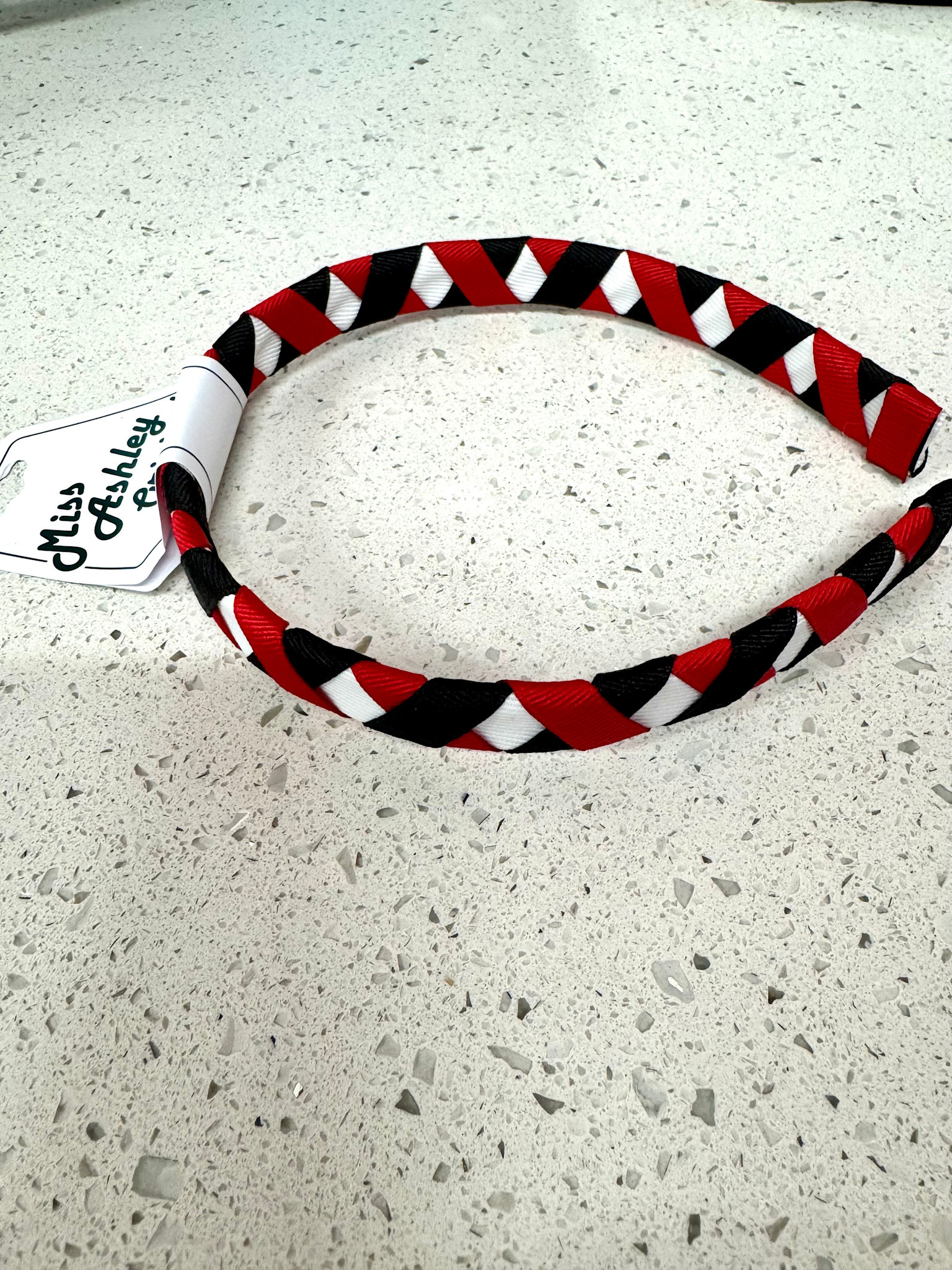 Girl's Red/Black/White Diagonal Patterned Headband