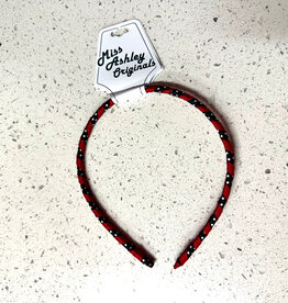 Girl's Red/Black/White Polka Dot Patterned Headband
