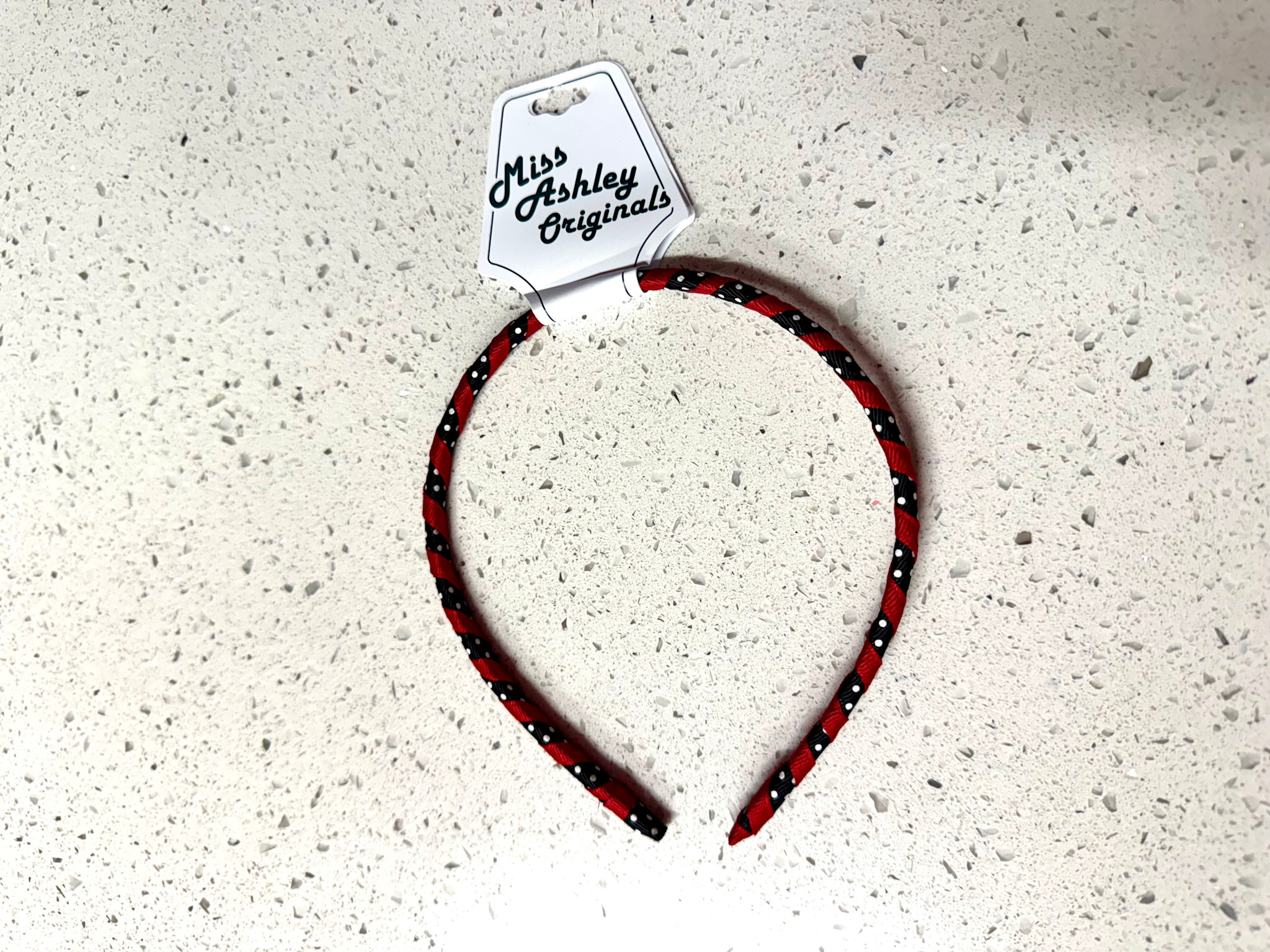 Girl's Red/Black/White Polka Dot Patterned Headband