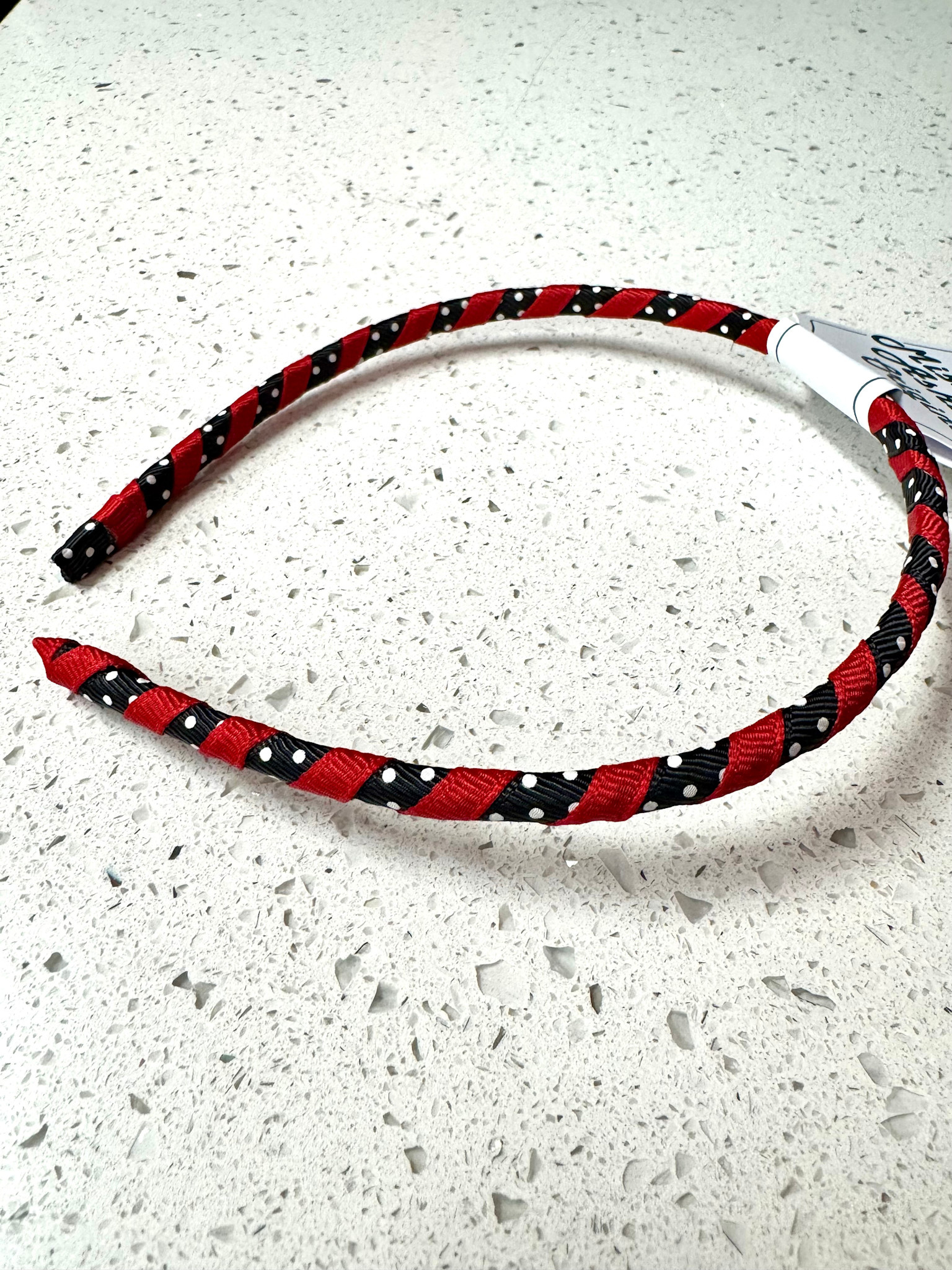 Girl's Red/Black/White Polka Dot Patterned Headband