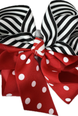 Girl's Black Striped/Red Polka Dot 5.5" Bows