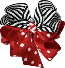 Girl's Black Striped/Red Polka Dot 5.5" Bows