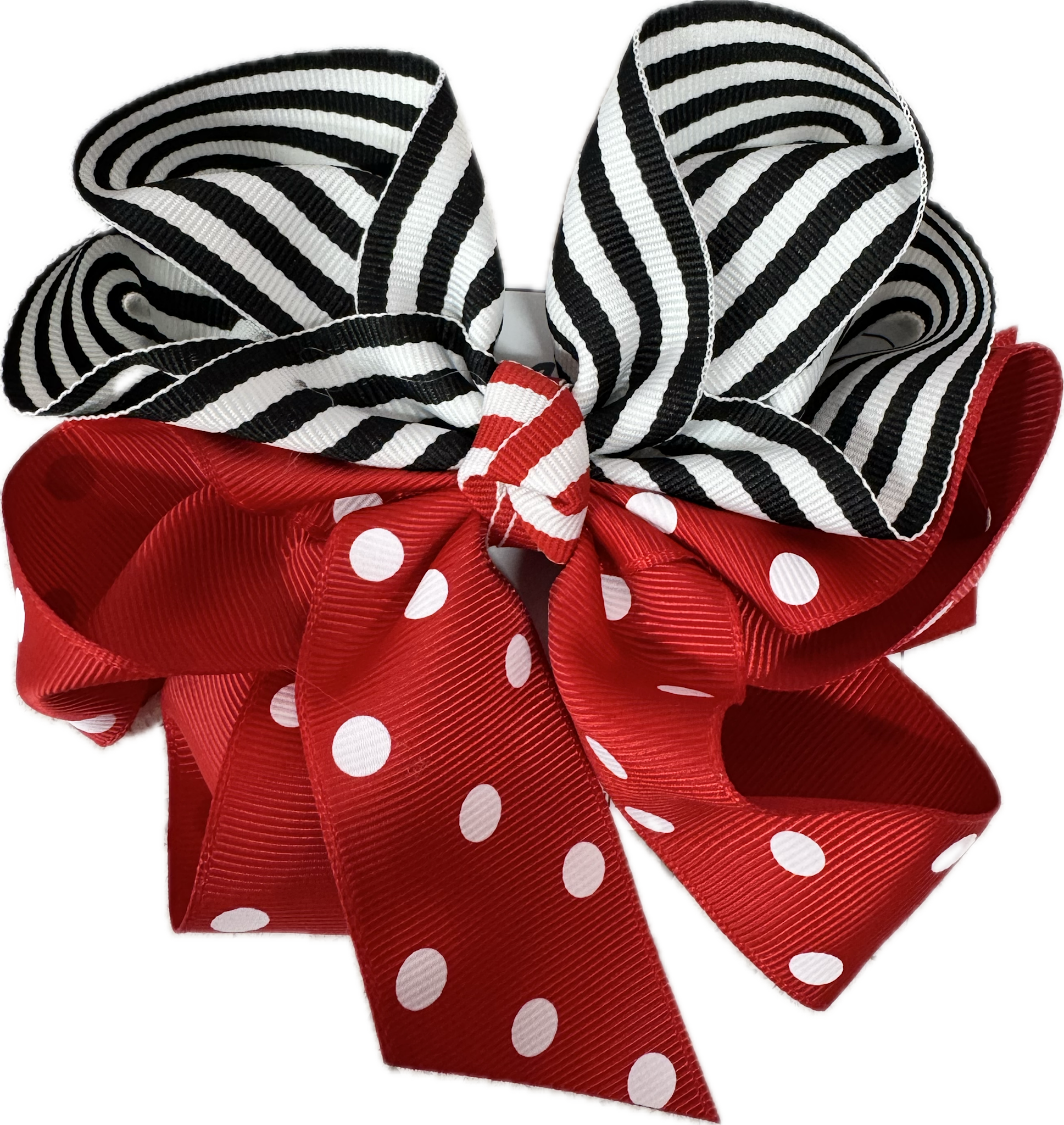 Girl's Black Striped/Red Polka Dot 5.5" Bows