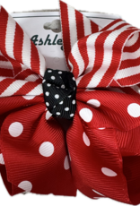 Girl's Red Striped/Red Polka Dot 4" Bows