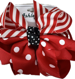 Girl's Red Striped/Red Polka Dot 4" Bows