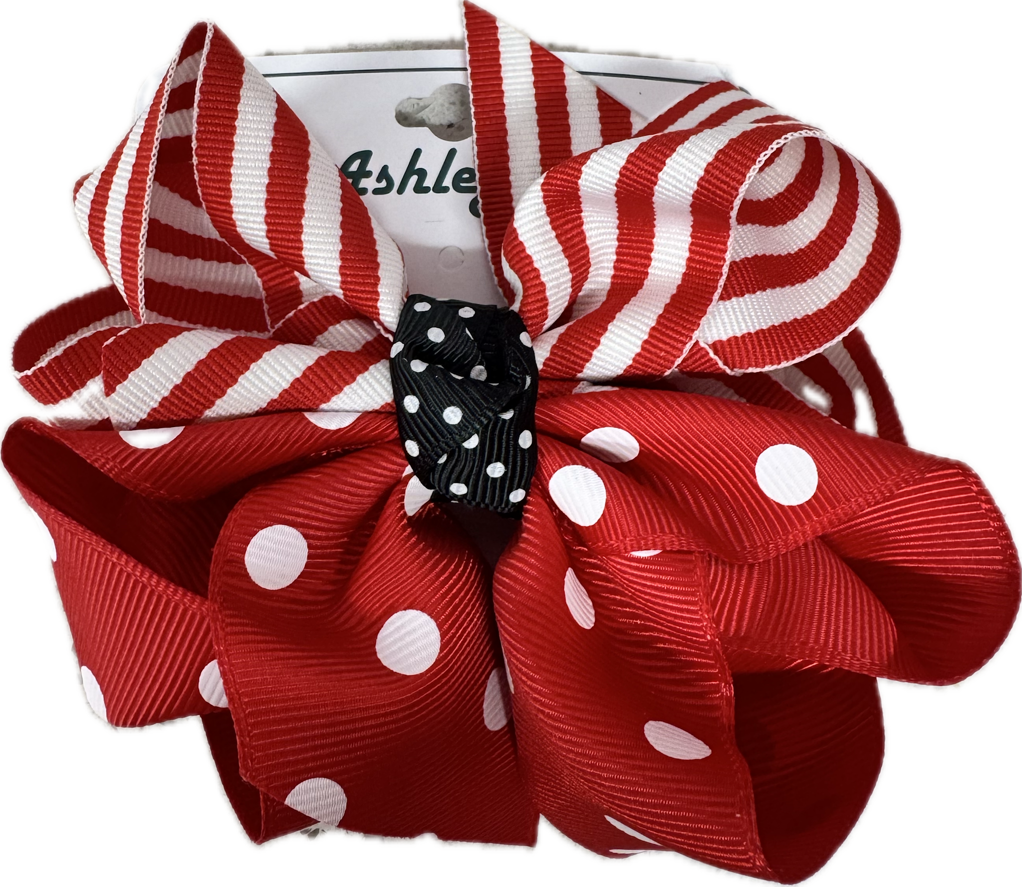 Girl's Red Striped/Red Polka Dot 4" Bows