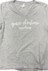 Bella Canvas Women's Gray V Neck SS Tee