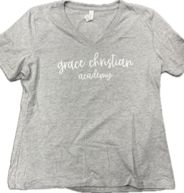 Bella Canvas Women's Gray V Neck SS Tee