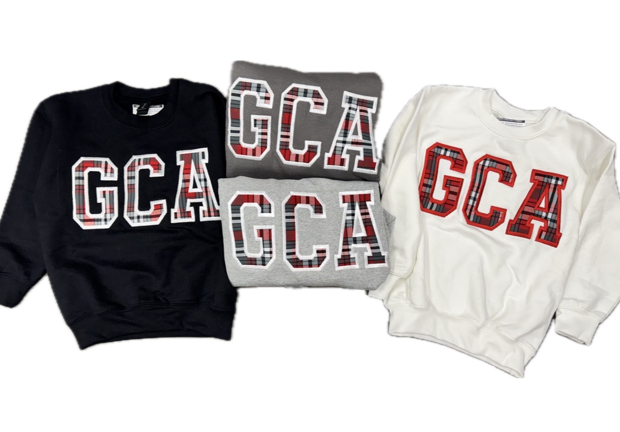 Youth/Adult Plaid Skirt Fabric Letter Sweatshirt