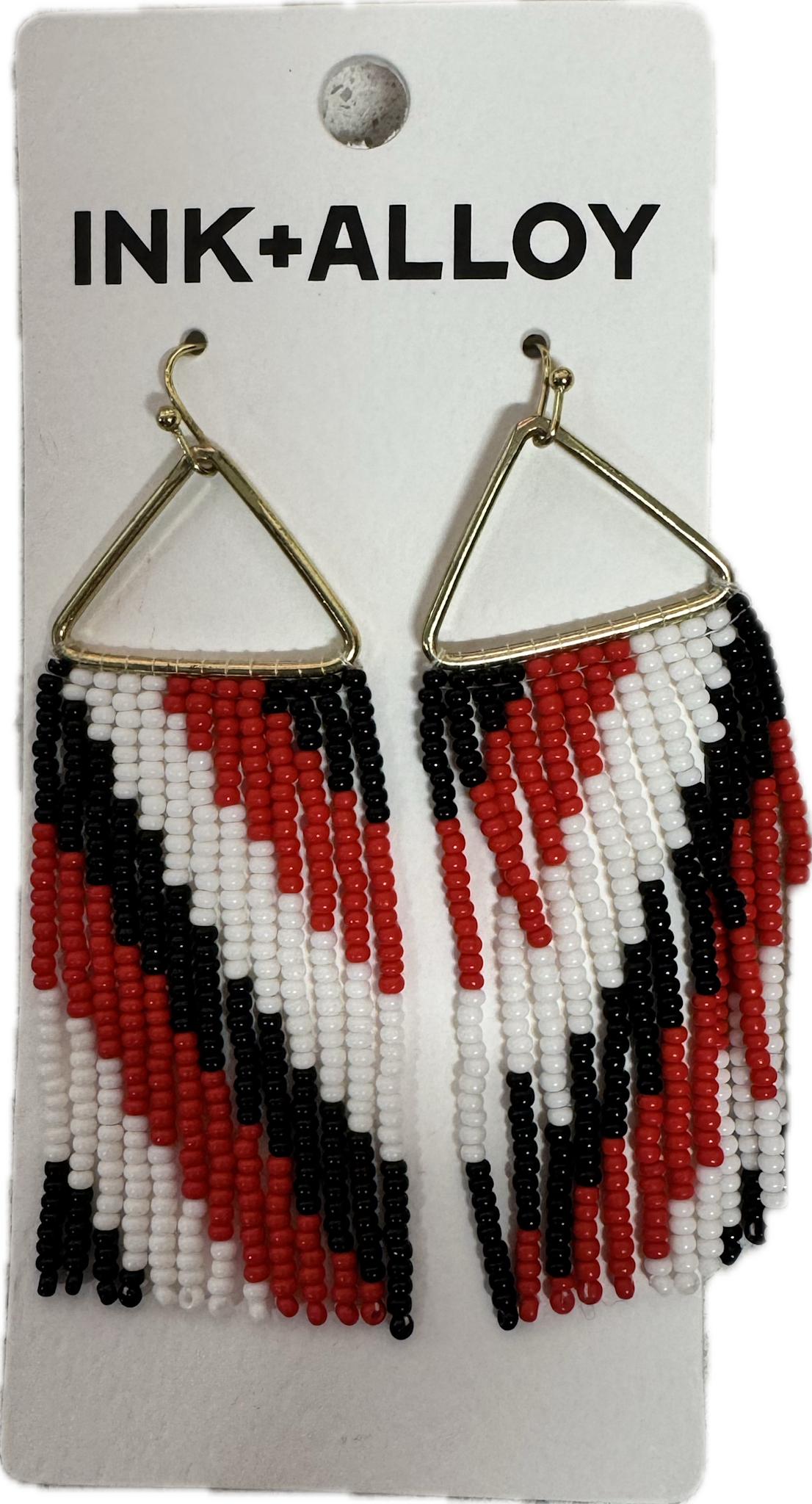 Ink & Alloy Triangle Beaded Earrings